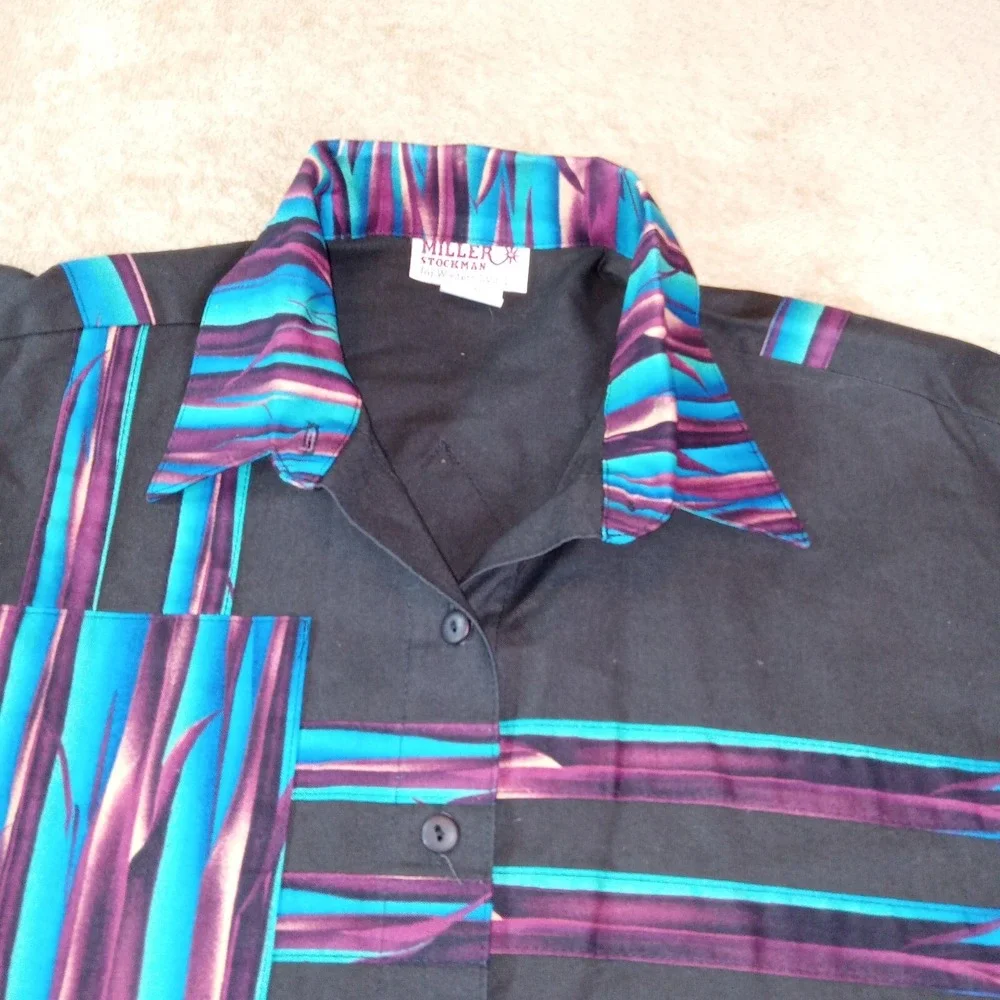 Miller Stockman Cowgirl‎ Button Up Long Sleeve Women's Medium Black - Picture 6 of 6
